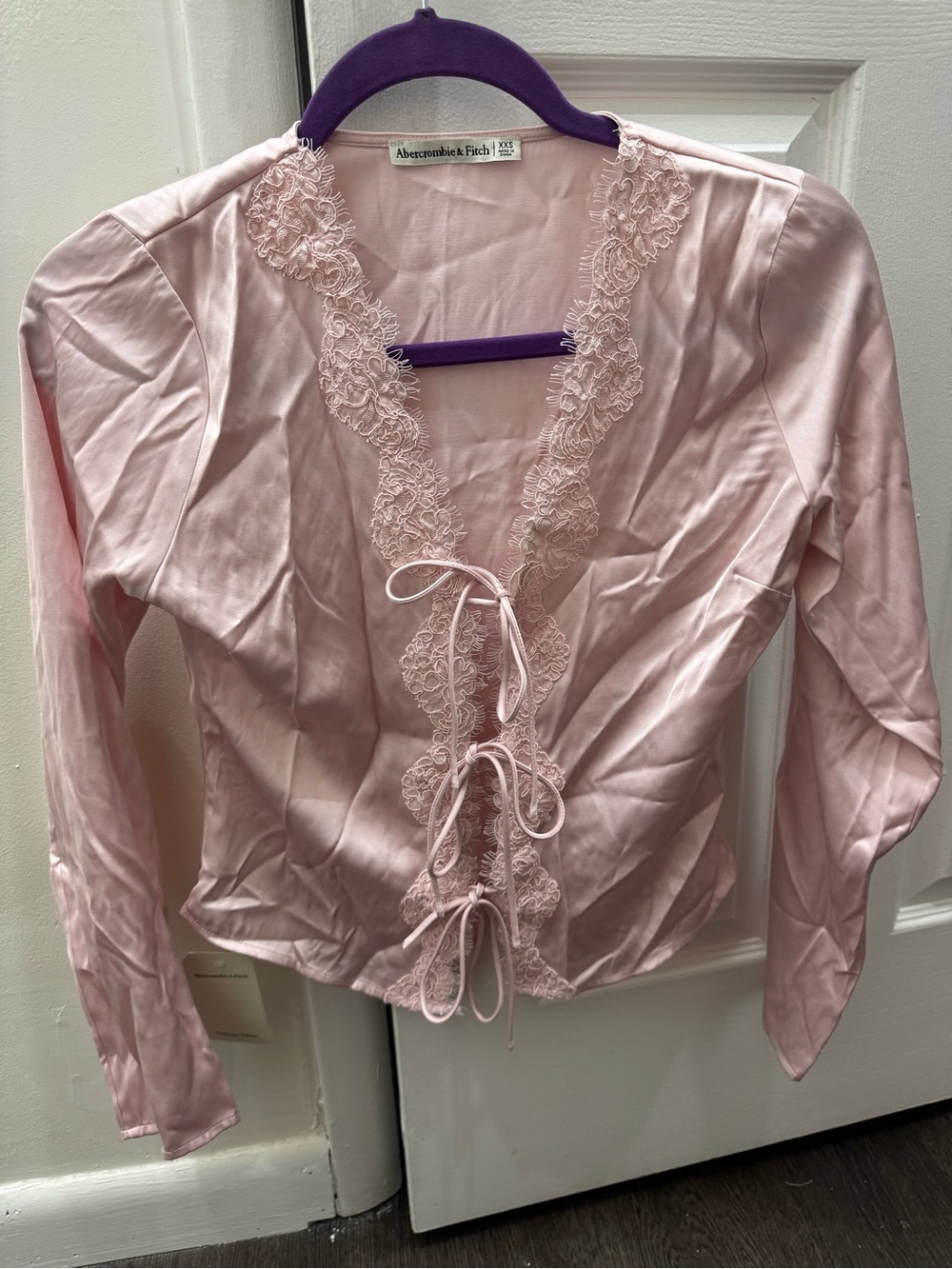 Abercrombie & Fitch Light Pink Blouse with Lace Detail